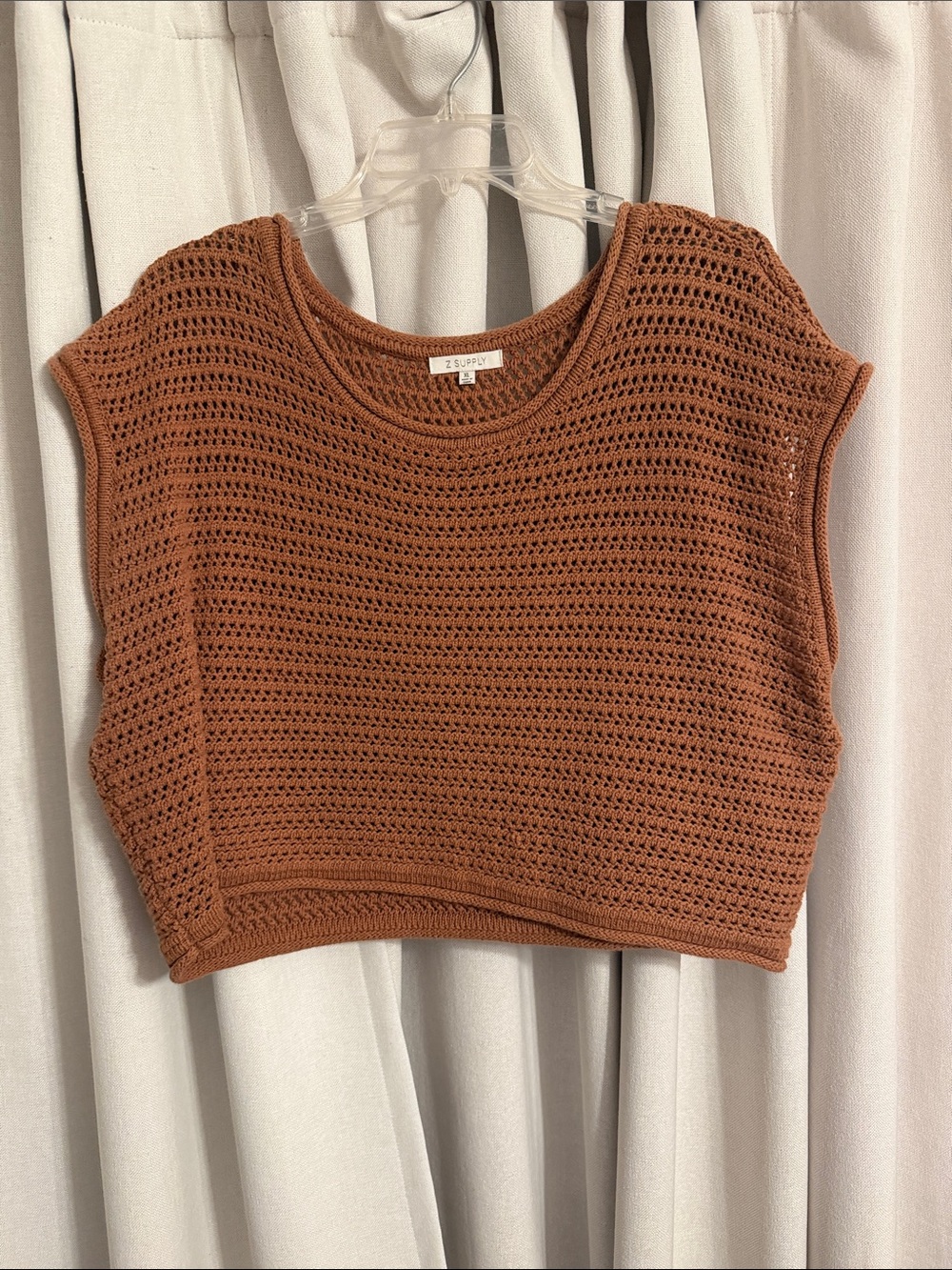 Z Supply Rust Open-Knit Cropped Tank